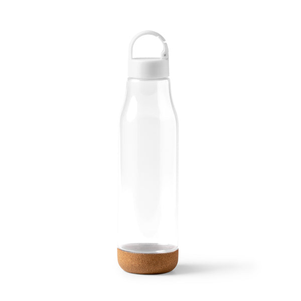 Stamina BASTI RPET and cork bottle 720 ml in transparent - promotional merchandise printed with your company logo