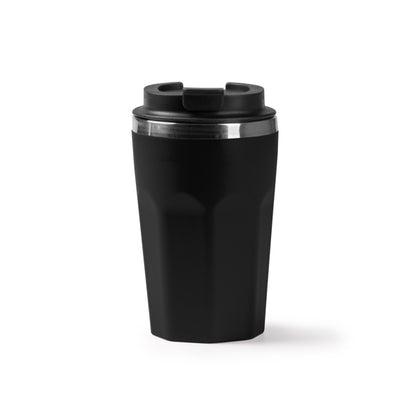 Stamina SALMER Stainless steel and recycled thermal cup in black - promotional merchandise printed with your company logo