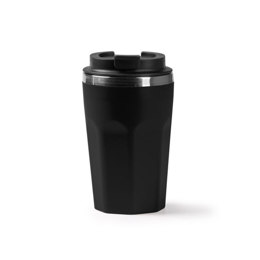 Stamina SALMER Stainless steel and recycled thermal cup in black - promotional merchandise printed with your company logo