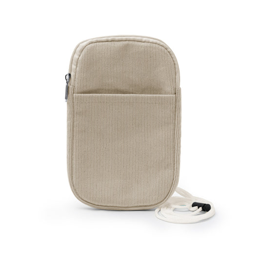 Stamina BUSNIX Corduroy fabric phone pouch in beige - promotional merchandise printed with your company logo