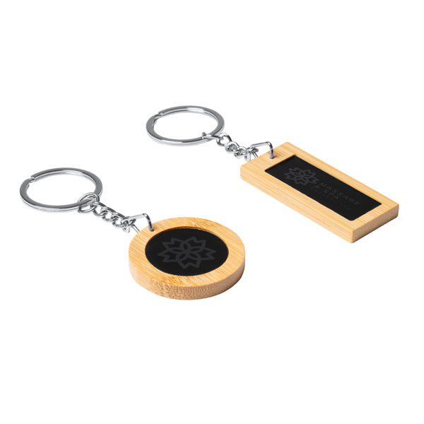 Stamina KRAUS Bamboo keyring in rectangular - promotional merchandise printed with your company logo