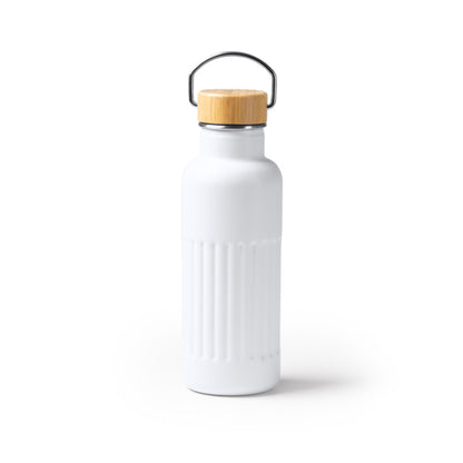 Stamina NOBUK Recycled stainless steel thermal bottle in white - promotional merchandise printed with your company logo