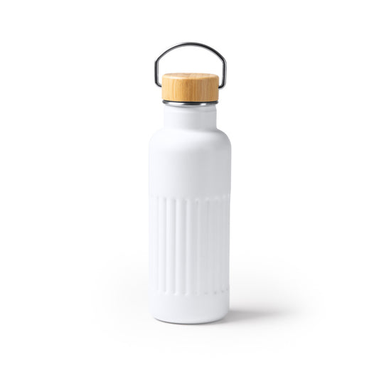 Stamina NOBUK Recycled stainless steel thermal bottle in white - promotional merchandise printed with your company logo