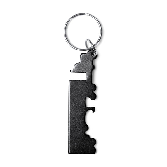 Stamina BREBEL Recycled aluminium keyring in black - promotional merchandise printed with your company logo