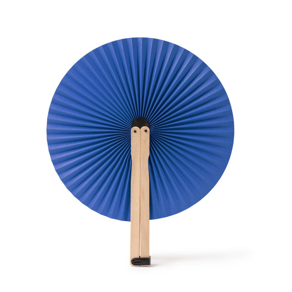 Stamina TAO Wood hand fan in royal blue - promotional merchandise printed with your company logo