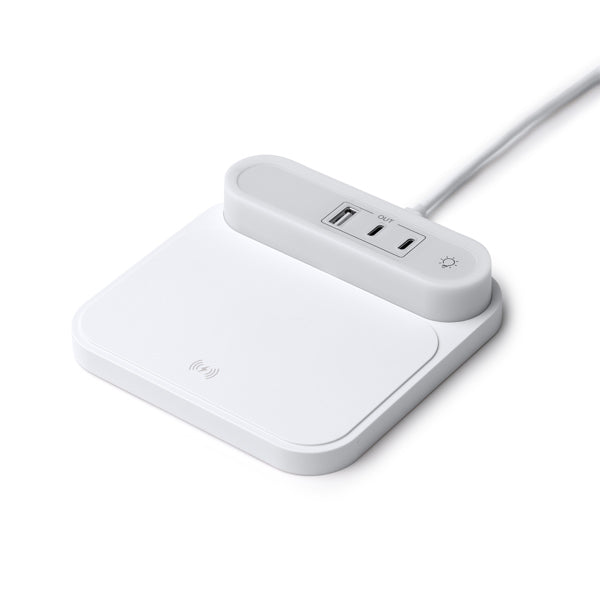 Stamina TITANUS Recycled ABS wireless charger in white - promotional merchandise printed with your company logo