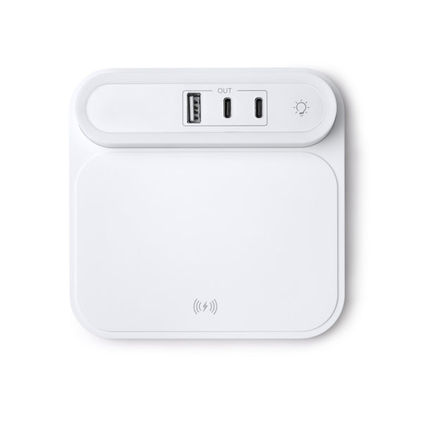 Stamina TITANUS Recycled ABS wireless charger in white - promotional merchandise printed with your company logo
