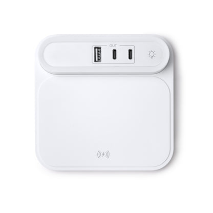Stamina TITANUS Recycled ABS wireless charger in white - promotional merchandise printed with your company logo