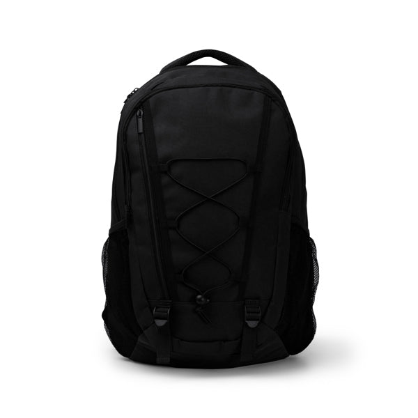 Stamina DONKER 600D polyester sports backpack in black - promotional merchandise printed with your company logo