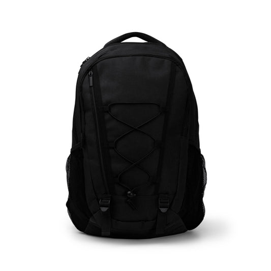 Stamina DONKER 600D polyester sports backpack in black - promotional merchandise printed with your company logo
