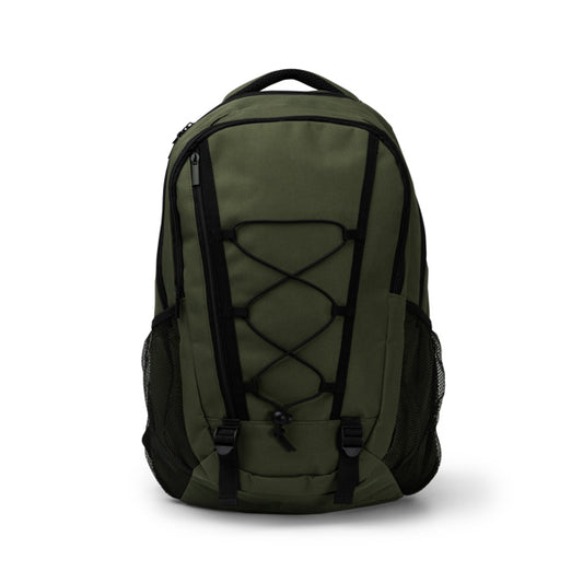 Stamina DONKER 600D polyester sports backpack in dark green - promotional merchandise printed with your company logo