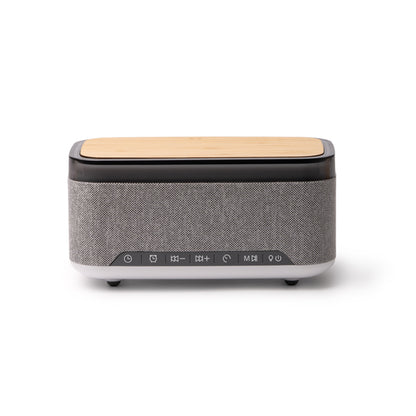 Stamina MORNIX RPET and bamboo Bluetooth speaker in heather grey - promotional merchandise printed with your company logo