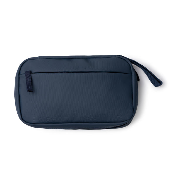 Stamina DULAC PU leather travel organiser in navy blue - promotional merchandise printed with your company logo