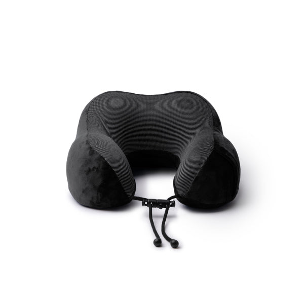 Stamina DESTIN Polyester travel pillow in black - promotional merchandise printed with your company logo