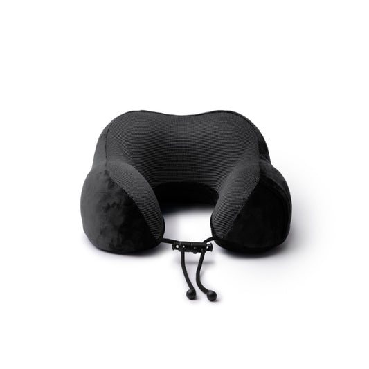Stamina DESTIN Polyester travel pillow in black - promotional merchandise printed with your company logo