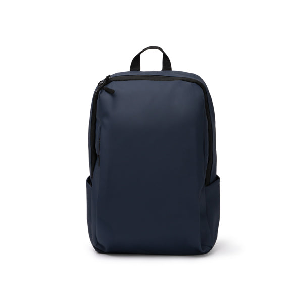Stamina SIOX PU leather backpack in navy blue - promotional merchandise printed with your company logo