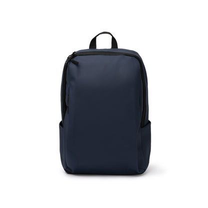 Stamina SIOX PU leather backpack in navy blue - promotional merchandise printed with your company logo