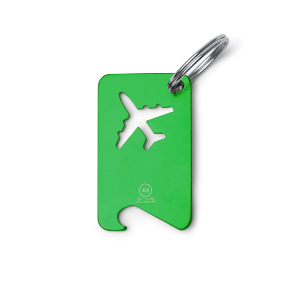 Stamina FLAPIK Recycled aluminium keyring in fern green - promotional merchandise printed with your company logo