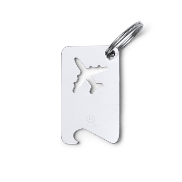 Stamina FLAPIK Recycled aluminium keyring in silver - promotional merchandise printed with your company logo