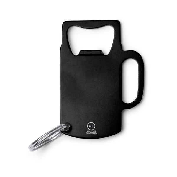 Stamina ARTOIS Recycled aluminium keyring in black - promotional merchandise printed with your company logo