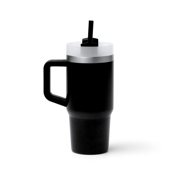 Stamina GOTEX Recycled stainless steel mug 400 ml in black - promotional merchandise printed with your company logo