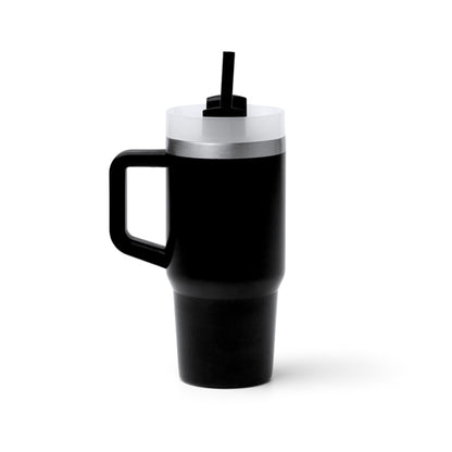 Stamina GOTEX Recycled stainless steel mug 400 ml in black - promotional merchandise printed with your company logo