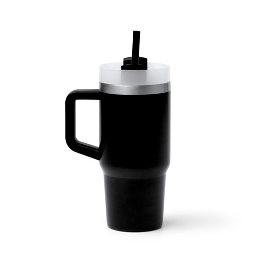 Stamina GOTEX Recycled stainless steel mug 400 ml in black - promotional merchandise printed with your company logo