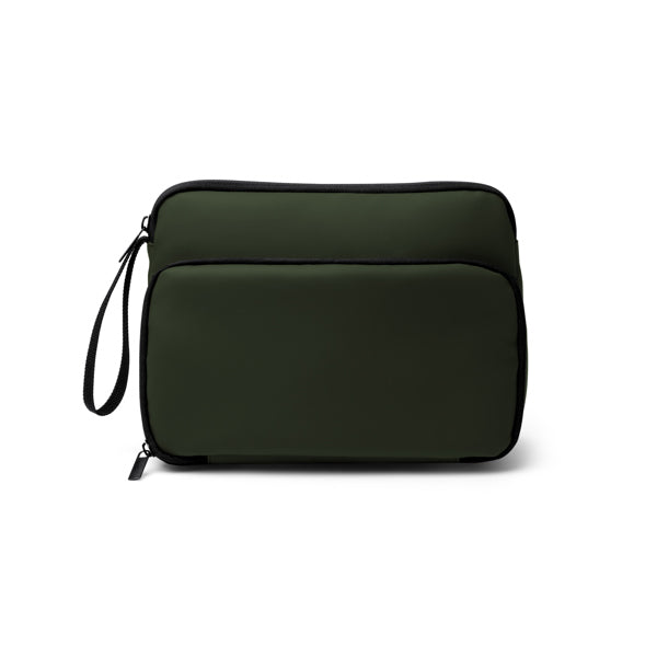 Stamina RONDA PU leather toiletry bag in dark green - promotional merchandise printed with your company logo
