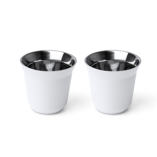 Stamina BOLUTO Recycled stainless steel cup 80 ml in white - promotional merchandise printed with your company logo