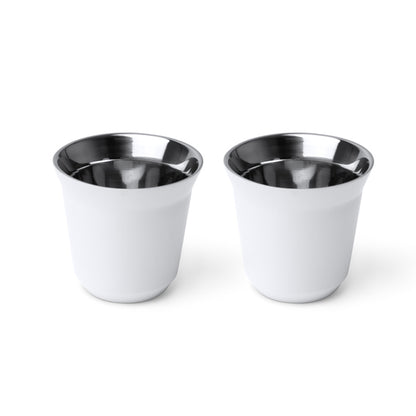 Stamina BOLUTO Recycled stainless steel cup 80 ml in white - promotional merchandise printed with your company logo