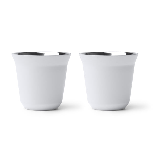Stamina BOLUTO Recycled stainless steel cup 80 ml in white - promotional merchandise printed with your company logo