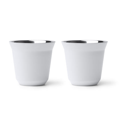 Stamina BOLUTO Recycled stainless steel cup 80 ml in white - promotional merchandise printed with your company logo