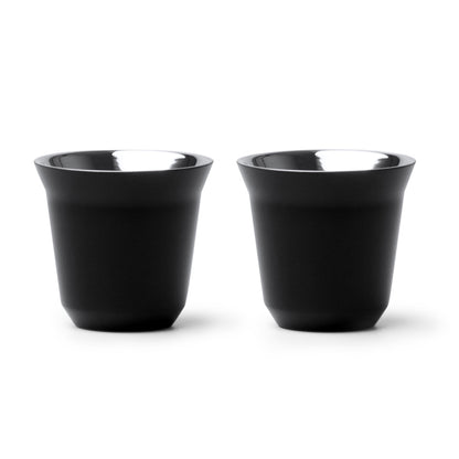 Stamina BOLUTO Recycled stainless steel cup 80 ml in black - promotional merchandise printed with your company logo