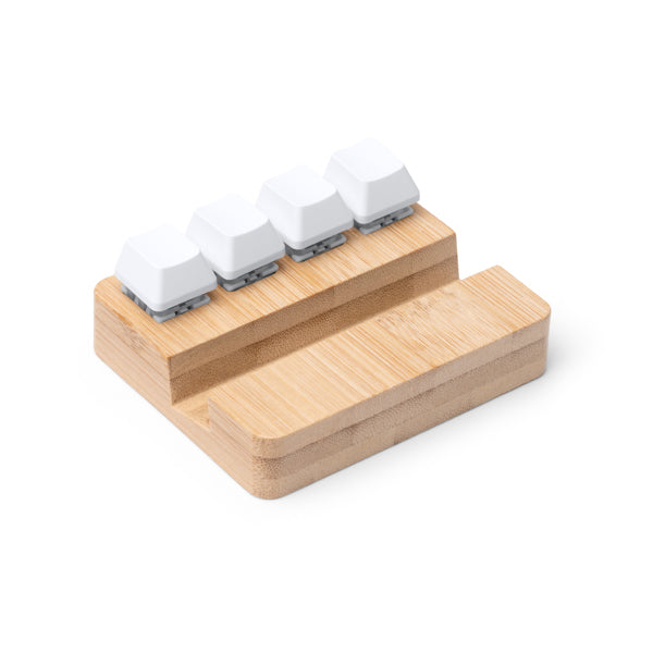 Stamina CLINTON Bamboo phone stand in beige - promotional merchandise printed with your company logo