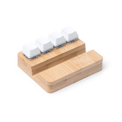 Stamina CLINTON Bamboo phone stand in beige - promotional merchandise printed with your company logo
