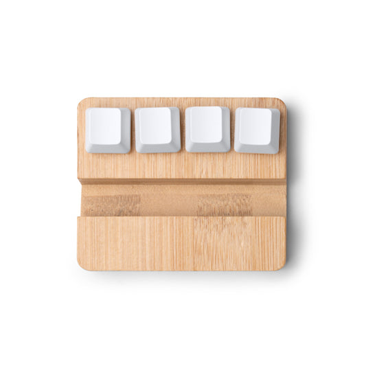 Stamina CLINTON Bamboo phone stand in beige - promotional merchandise printed with your company logo