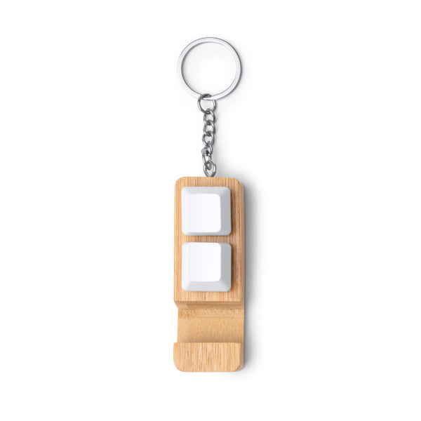 Stamina GALION Bamboo keyring in beige - promotional merchandise printed with your company logo