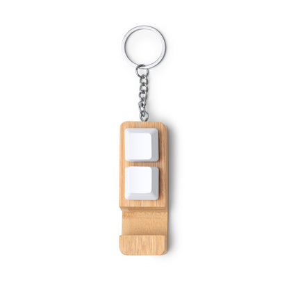 Stamina GALION Bamboo keyring in beige - promotional merchandise printed with your company logo