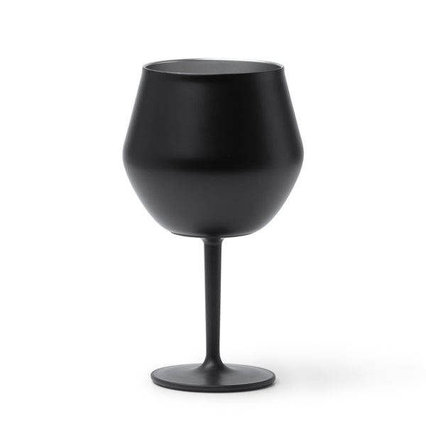 Stamina FRADES Stainless steel stemmed cup 380 ml in black - promotional merchandise printed with your company logo