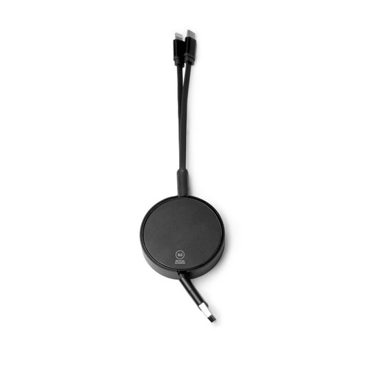 Stamina DAWSON Recycled aluminium charging cable in black - promotional merchandise printed with your company logo