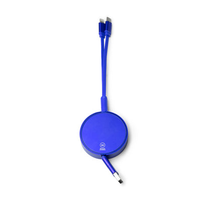 Stamina DAWSON Recycled aluminium charging cable in royal blue - promotional merchandise printed with your company logo