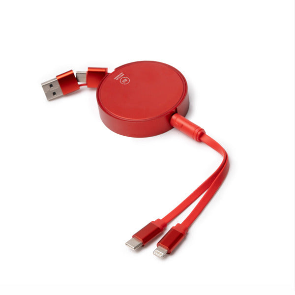 Stamina DAWSON Recycled aluminium charging cable in black - promotional merchandise printed with your company logo