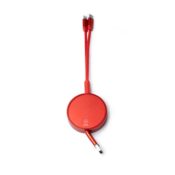 Stamina DAWSON Recycled aluminium charging cable in red - promotional merchandise printed with your company logo