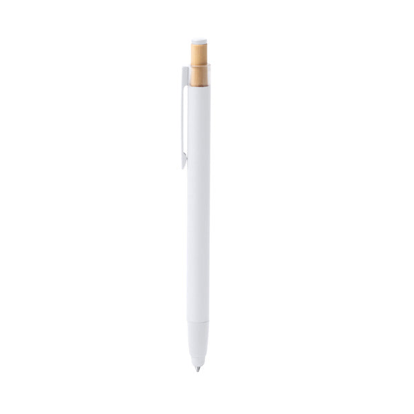 Stamina KEAN Recycled aluminium and bamboo ball pen in white - promotional merchandise printed with your company logo