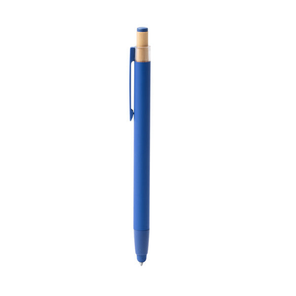 Stamina KEAN Recycled aluminium and bamboo ball pen in royal blue - promotional merchandise printed with your company logo