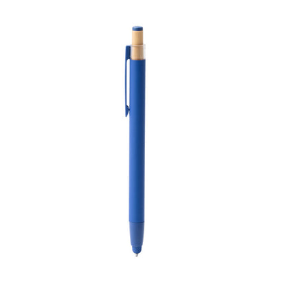 Stamina KEAN Recycled aluminium and bamboo ball pen in royal blue - promotional merchandise printed with your company logo