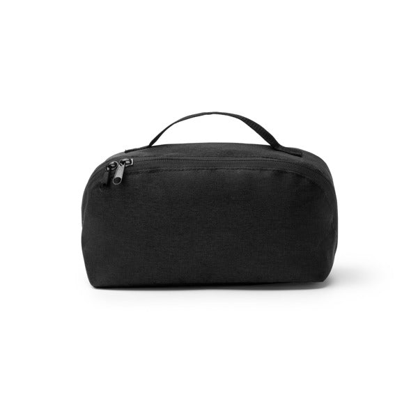 Stamina NAOMI 600D RPET toiletry bag in black - promotional merchandise printed with your company logo