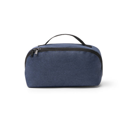 Stamina NAOMI 600D RPET toiletry bag in heather denim - promotional merchandise printed with your company logo