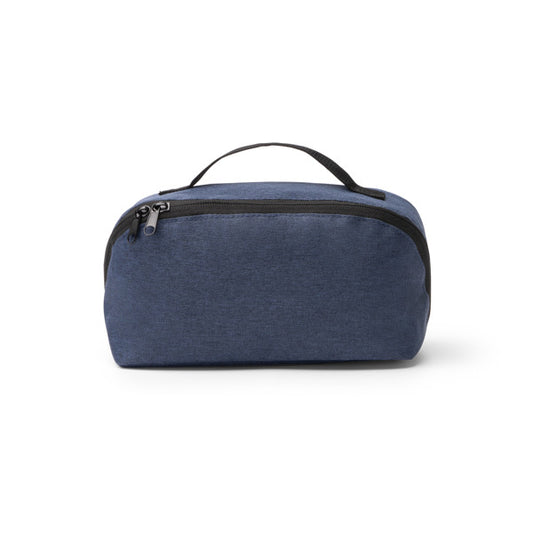 Stamina NAOMI 600D RPET toiletry bag in heather denim - promotional merchandise printed with your company logo