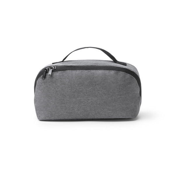 Stamina NAOMI 600D RPET toiletry bag in heather grey - promotional merchandise printed with your company logo